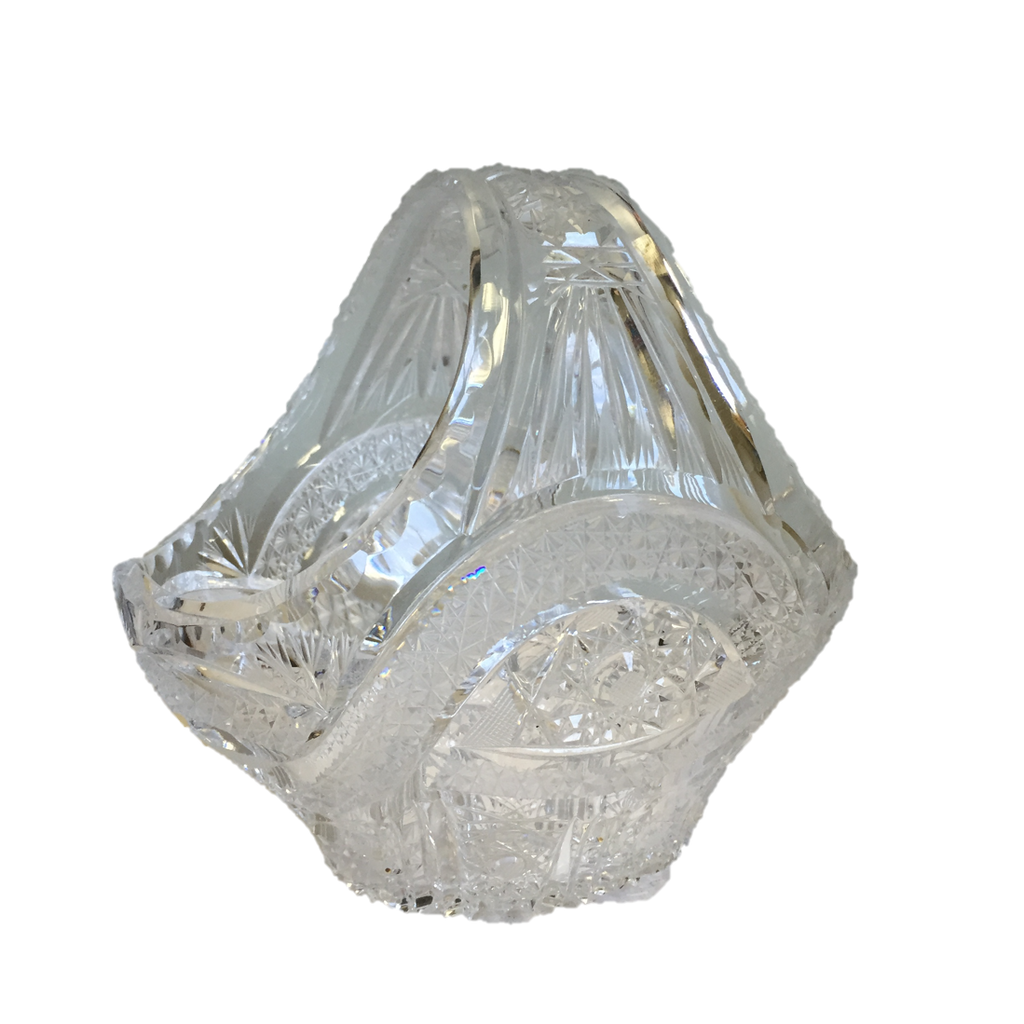 Cut & Blown Crystal Bowl w/ Handle SOLD