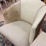Pair of Cowhide and Linen Barrel Chairs SOLD