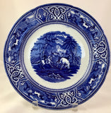 Imported Hallmarked Toro and Sons Staffordshire Flow Blue Plate with Equestrian Hunting Depiction