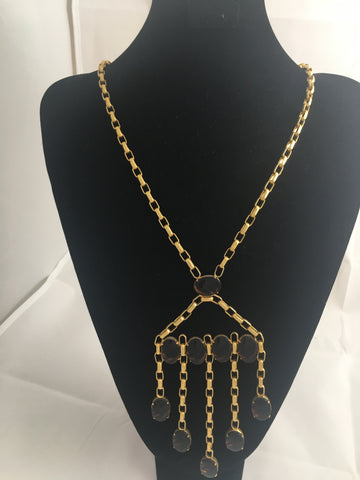 Necklace, Vintage Golden Link Tassel Necklace