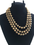 Gold Tone Etched Three Strand Necklace