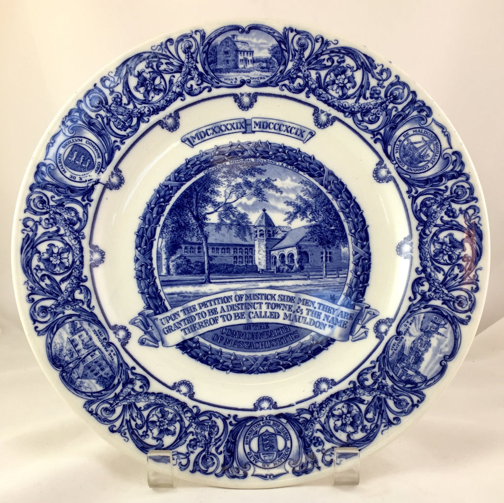 Josiah Wedgwood Commemorative Plate for Briggs Boston celebrating the Sestercentennial of Maldon, MA