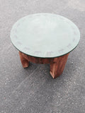 Primitive Lodge Rustic Country Table with Hand Painted Moose on outer edge